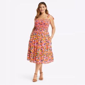 Draper James smocked Taylor dress in Orange Blossom